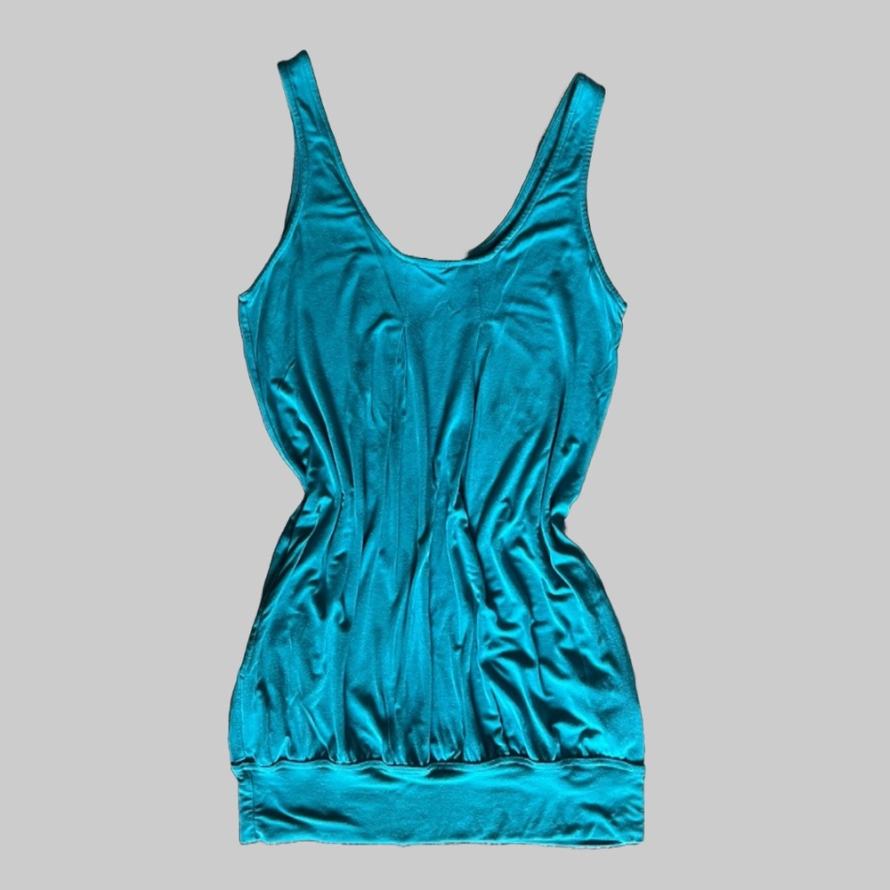 Wet Seal Teal Y2K Club Party Dress Sz X-Large Ruched Wide Band Belt w Pockets